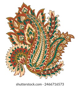 Vector Floral patrón aislado con ornamento paisley.