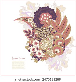 Vector Floral patrón aislado con ornamento paisley.