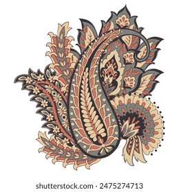 Vektorgrafik Floral Einzelmuster mit Paisley-Ornament.