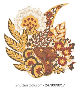 Vector Floral isolated pattern with paisley ornament.