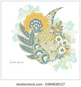 Vektorgrafik Floral Einzelmuster mit Paisley-Ornament.