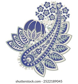 Padrão isolado floral vetorial com ornamento paisley.
