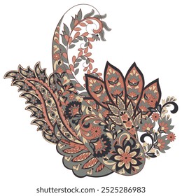 Vector Floral isolated pattern with paisley ornament.