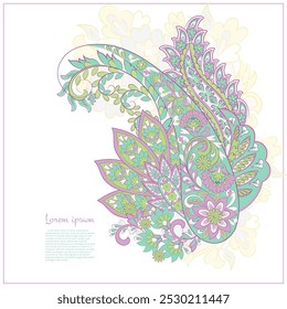 Vector Floral isolated pattern with paisley ornament.