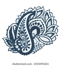 Padrão isolado floral vetorial com ornamento paisley.