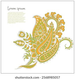 Vector Floral isolated pattern with paisley ornament.