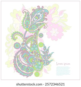 Vector Floral isolated pattern with paisley ornament.