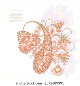 Vector Floral isolated pattern with paisley ornament.