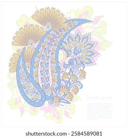 Vector Floral isolated pattern with paisley ornament.