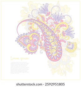 Vector Floral isolated pattern with paisley ornament.