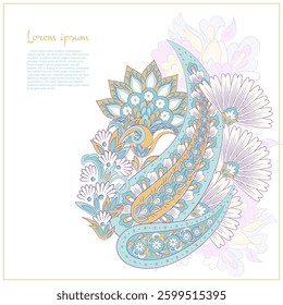 Vector Floral isolated pattern with paisley ornament.