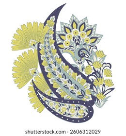 Vector Floral isolated pattern with paisley ornament.