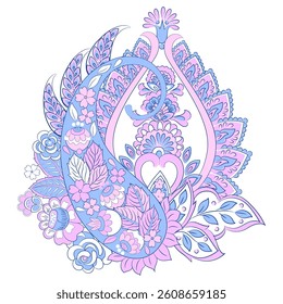 Vector Floral isolated pattern with paisley ornament.