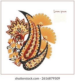 Vector Floral isolated pattern with paisley ornament.