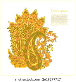 Vector Floral isolated pattern with paisley ornament.
