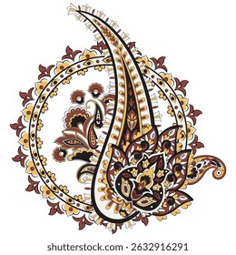 Vector Floral isolated pattern with paisley ornament.