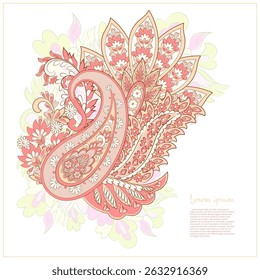Vector Floral isolated pattern with paisley ornament.