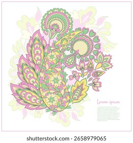Vector Floral isolated pattern with paisley ornament.