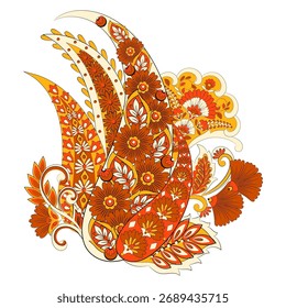 Patrón aislado floral del Vector con el ornamento de Paisley.