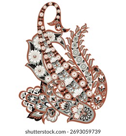 Vektor Blumenmuster einzeln mit Paisley Ornament.