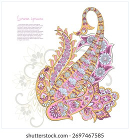 Padrão isolado floral vetorial com ornamento paisley.