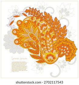Padrão isolado floral vetorial com ornamento paisley.