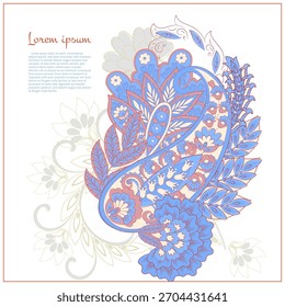 Vector Floral isolated pattern with paisley ornament.