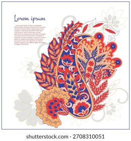 Patrón aislado floral del Vector con el ornamento de Paisley.