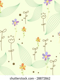 Vector floral and leaf wallpaper