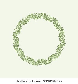Vector floral leaves frame with blank space, isolated