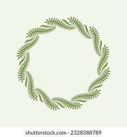 Vector floral leaves frame with blank space, isolated