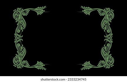 Vector floral leaves frame with blank space isolated