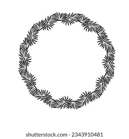 Vector floral leaves frame with blank space, isolated