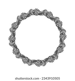 Vector floral leaves frame with blank space, isolated