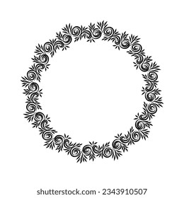 Vector floral leaves frame with blank space, isolated