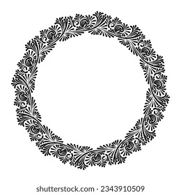 Vector floral leaves frame with blank space, isolated