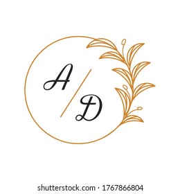 Vector of floral with leaves for wedding or logo template