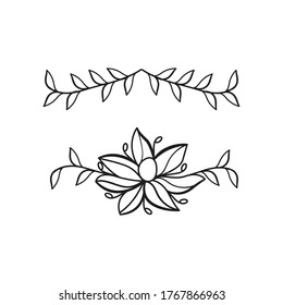 Vector of floral with leaves for wedding or logo template