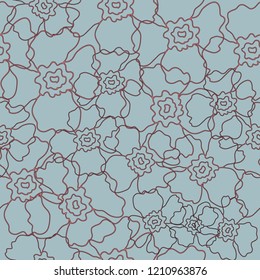 Vector floral line art  seamless pattern background. Perfect for fabric, textiles, scrapbooking and wallpaper projects.