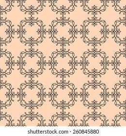 Vector floral line style background, seamless monogram design pattern. Infinitely wallpaper,lingerie and jewelry. Your invitation cards, wallpaper, and more decorations.