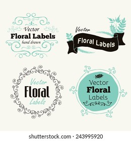Vector floral logo badges and labels