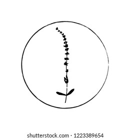 Vector floral logo. Botanical illustration  with isolated  destroyed silhouette on white background. Graphic design for any business  company , background, card, web