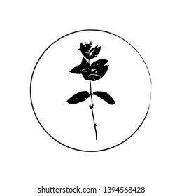 Vector floral logo. Botanical illustration  with isolated  destroyed silhouette on white background. Graphic design for  card, web banner, poster or invitation.