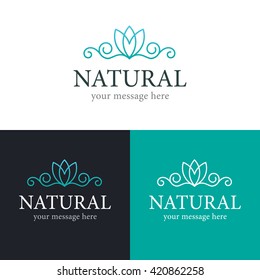 Vector floral logo design. Abstract logo template. Vector illustration.