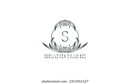 Vector floral logo design with initial letter S for flower shop, cosmetics, organic, eco concepts, health, spa, restaurant, hotel, business