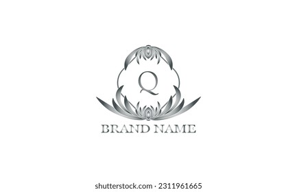 Vector floral logo design with initial letter Q for flower shop, cosmetics, organic, eco concepts, health, spa, restaurant, hotel, business