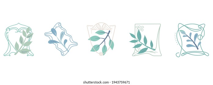 Vector floral logo design template  in trendy style and for fashion, beauty, and jewelry industry 