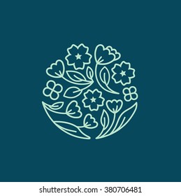 Vector floral logo with flowers and leaves