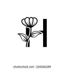 vector floral logo. Linear logo monogram letters f,g,h,i,j. Vector illustration.