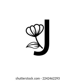 vector floral logo. Linear logo monogram letters f,g,h,i,j. Vector illustration.